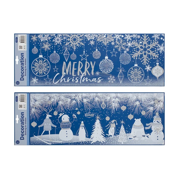 CHRISTMAS WINDOW STICKERS WITH GLITTER - 2 DESIGNS
