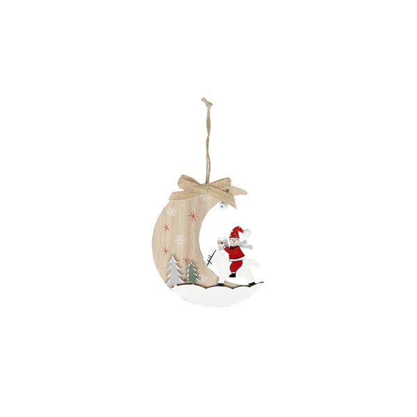 CHRISTMAS WOODEN ORNAMENT MOON WITH FIGURES 22 cm - 3 DESIGNS