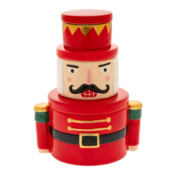 XMAS SET 3 RED CERAMIC BOX NUTCRACKER 15X11X20 CM