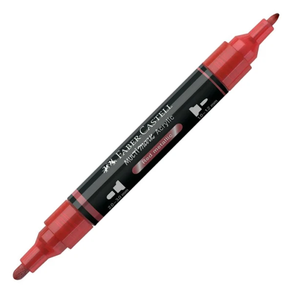 FABER-CASTELL ACRYLIC MARKER MULTIMARK COLOUR 296 RED METALLIC