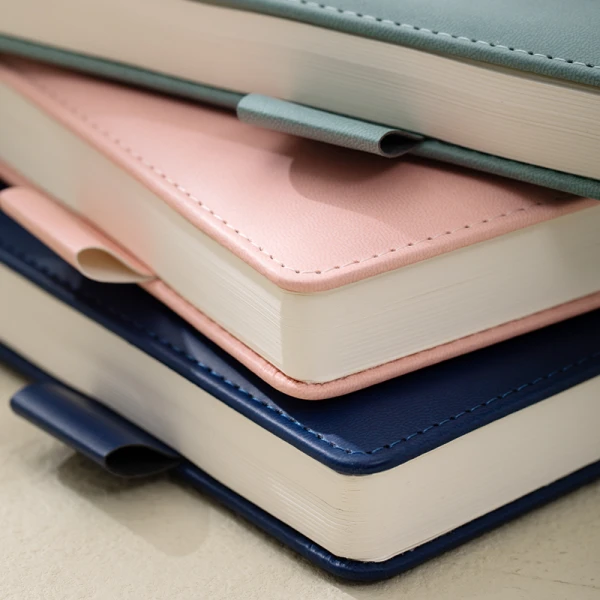 DELI LINFINI LEATHER-LOOL RULES NOTEBOOK WITH PEN HOLDER A5 80gsm - 3 COLOURS
