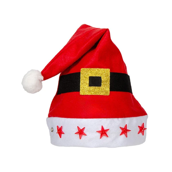SANTA CLAUS HAT 30X40 cm WITH STARS LED LIGHTS