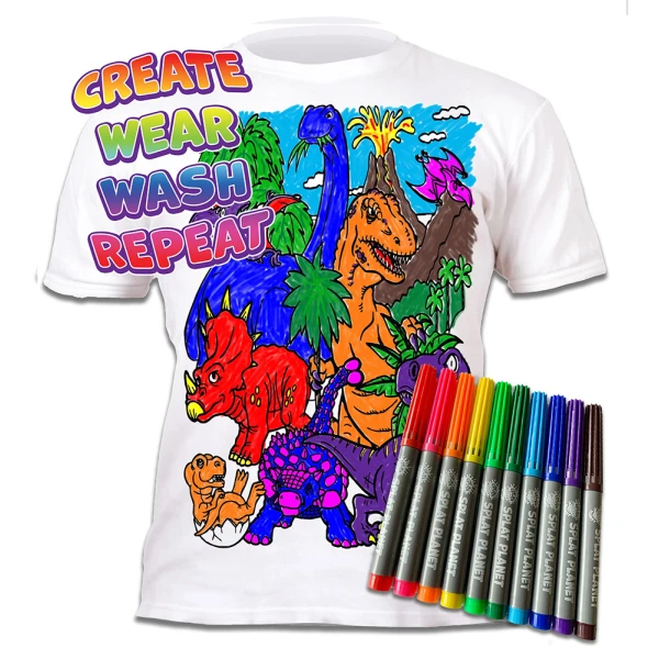SPLAT PLANET ΠΛΕΝΟΜΕΝΟ T-SHIRT ΖΩΓΡΑΦΙΚΗΣ DINOSAUR ΜΕ ΜΑΡΚΑΔΟΡΟΥΣ (3-4 ΕΤΩΝ)
