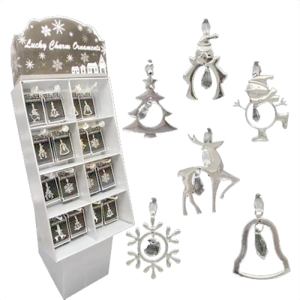 CHRISTMAS ORNAMENT-CHARMS METAL 6 cm. 6 PLANS IN 5608