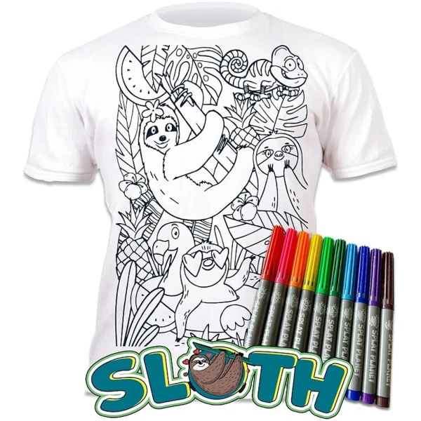 SPLAT PLANET ΠΛΕΝΟΜΕΝΟ T-SHIRT ΖΩΓΡΑΦΙΚΗΣ SLOTH JUNGLE ΜΕ ΜΑΡΚΑΔΟΡΟΥΣ (7-8 ΕΤΩΝ)