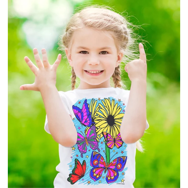 SPLAT PLANET ΠΛΕΝΟΜΕΝΟ T-SHIRT ΖΩΓΡΑΦΙΚΗΣ BUTTERFLIES ΜΕ ΜΑΡΚΑΔΟΡΟΥΣ (5-6 ΕΤΩΝ)