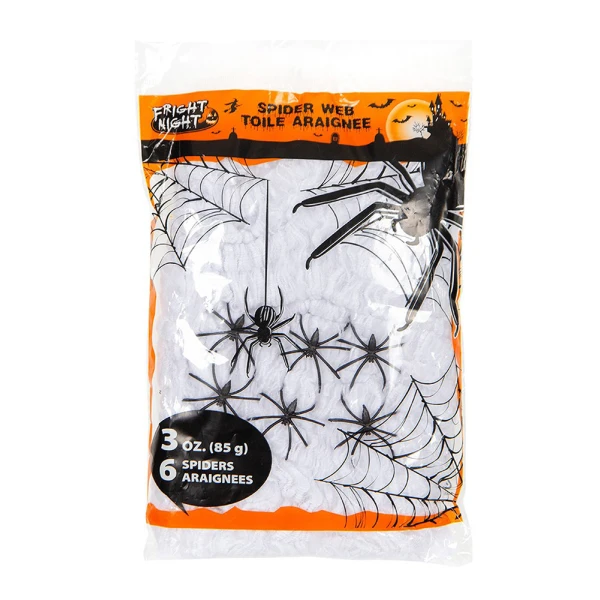 HALLOWEEN SPIDER WEB WITH 6 SPIDERS