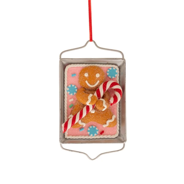 XMAS GINGERBRAD MAN  ON PLATE HANGING ORNAMENT 6X10 CM