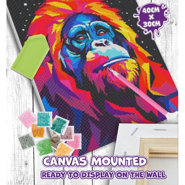 SPLAT PLANET ΣΕΤ DIAMOND PAINTING ΣΕ ΚΑΜΒΑ ΜΕ ΤΕΛΑΡΟ 30Χ40 εκ. ORANGUTAN