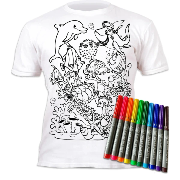 SPLAT PLANET ΠΛΕΝΟΜΕΝΟ T-SHIRT ΖΩΓΡΑΦΙΚΗΣ SEA LIFE ΜΕ ΜΑΡΚΑΔΟΡΟΥΣ (5-6 ΕΤΩΝ)