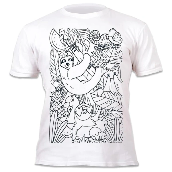 SPLAT PLANET ΠΛΕΝΟΜΕΝΟ T-SHIRT ΖΩΓΡΑΦΙΚΗΣ SLOTH JUNGLE ΜΕ ΜΑΡΚΑΔΟΡΟΥΣ (7-8 ΕΤΩΝ)