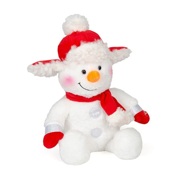PLUSH SITTING SNOWMAN WITH MOVING NOSE & LIGHT 23 cm