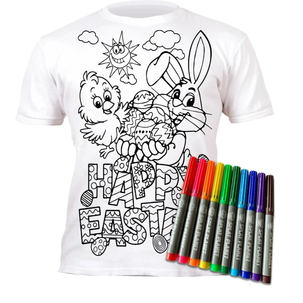 SPLAT PLANET ΠΛΕΝΟΜΕΝΟ T-SHIRT ΖΩΓΡΑΦΙΚΗΣ EASTER ΜΕ ΜΑΡΚΑΔΟΡΟΥΣ (5-6 ΕΤΩΝ)