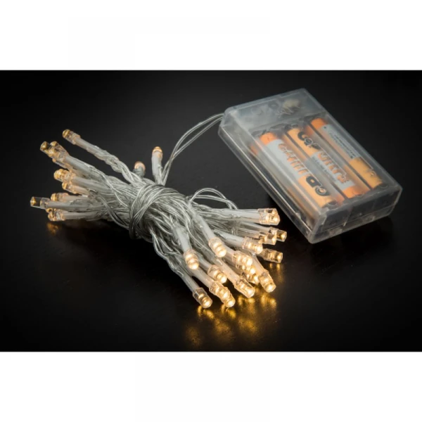 LIGHTS 40 LED BATTERY CLEAR WARM WHITE 2M.