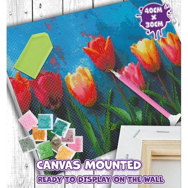 SPLAT PLANET ΣΕΤ DIAMOND PAINTING ΣΕ ΚΑΜΒΑ ΜΕ ΤΕΛΑΡΟ 30Χ40 εκ. TOTALLY TULIPS