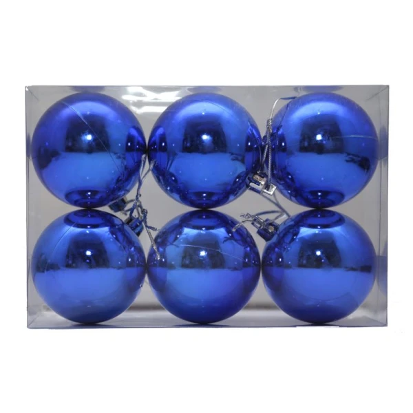 CHRISTMAS BALLS 8m. SET / 6 BLUE 