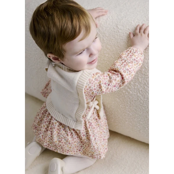 MAYORAL DRESS WITH VEST KNITTED CREAM